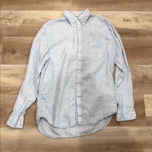 Irish Linen J. Crew Light Blue Casual Button Down